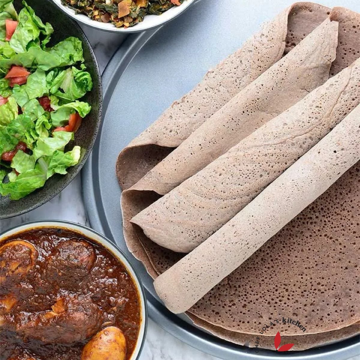 isaias_afwerki's tweet image. Injera or ጣይታ  is a staple traditional fermented flatbread originated in the Highlands of #Eritrea