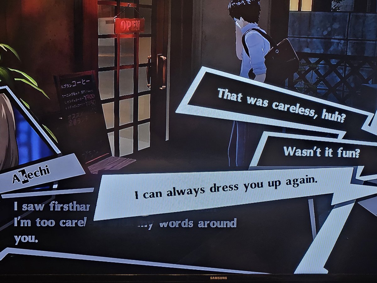 willow ໒꒱ playing p5r + p3r (1st time) tweet media