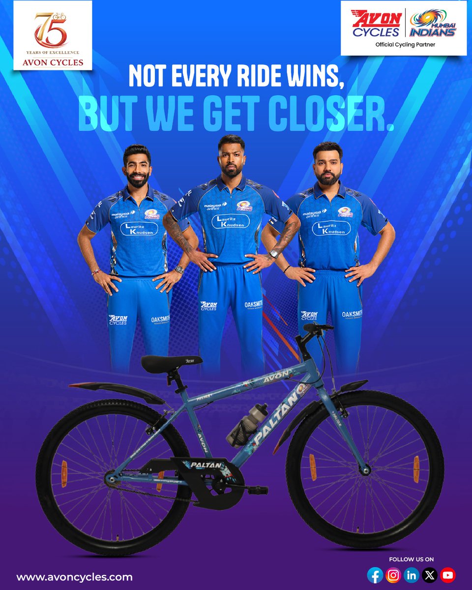 AvonCyclesIndia's tweet photo. Not every ride wins, but the spirit never slows down. π
#DeshKiRide #AvonCycles #MumbaiIndians #KeepRiding #ChampionSpirit https://t.co/ECGpvWVzvD