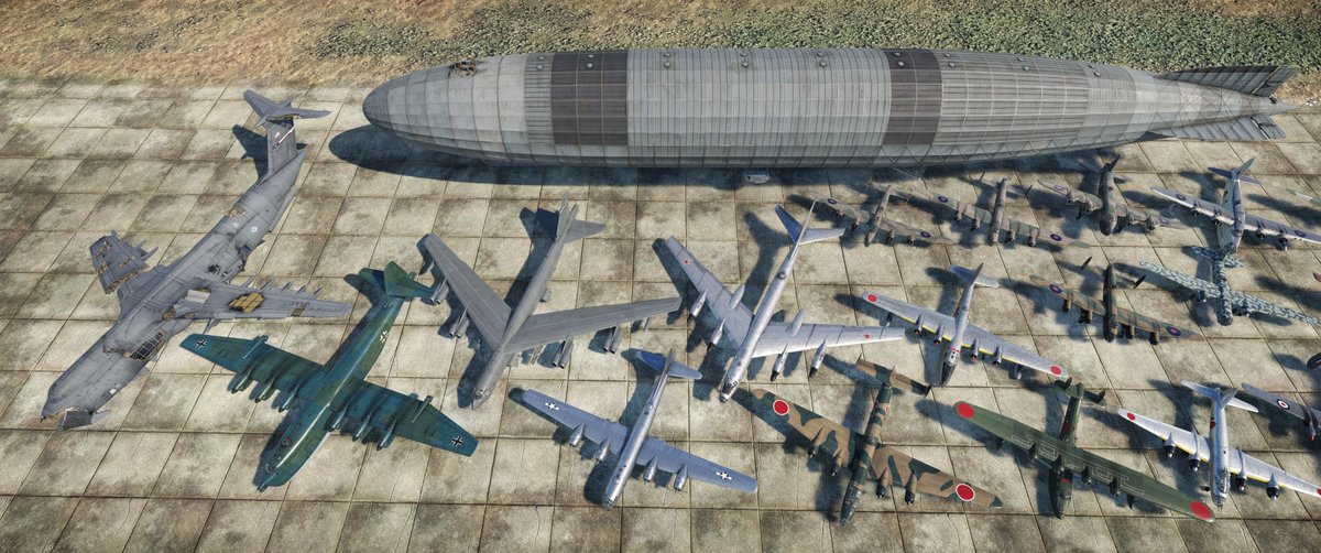 WTの大型機(順不同)
BV238ってB-52に匹敵するほど大きいんだな。
#WarThunder