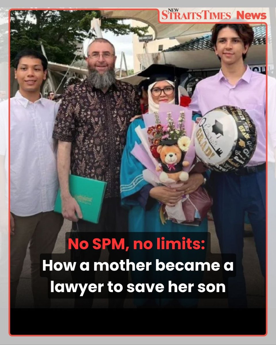 #NSTnation When her son was charged with murder, Azlina Abdul Aziz did not crumble - she picked up a law textbook.

The 52-year-old, who had spent years as a full-time housewife, said the harrowing experience in 2016 became the turning point that set her on an entirely new path