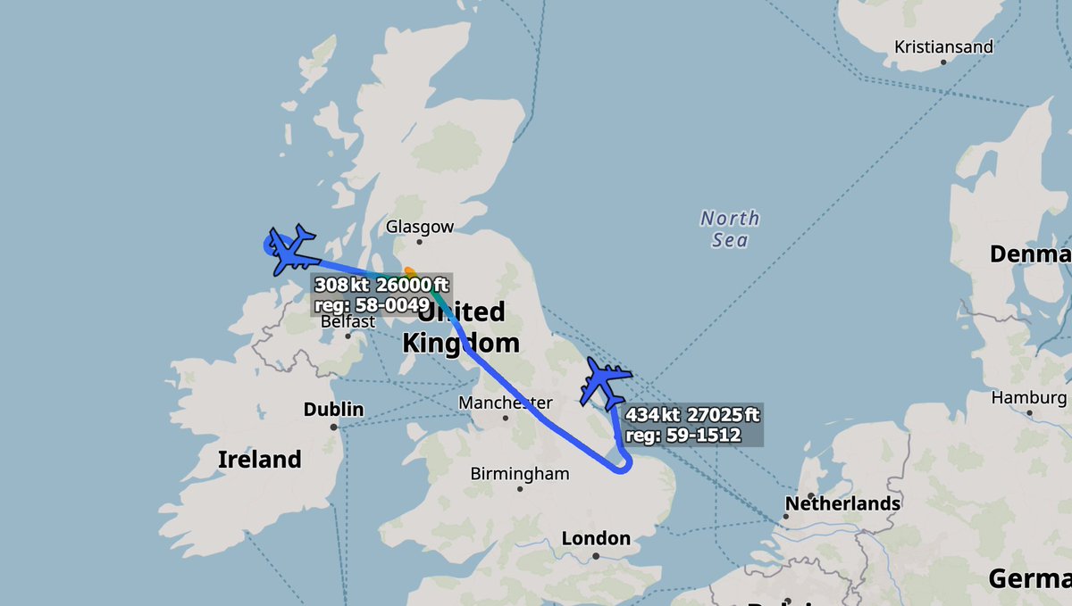 ArmchairAdml's tweet image. #USAF United States Air Force

Boeing KC-135 Stratotanker 2x
#AE015E 59-1512 - CLEAN 22
#AE0650 58-0049 - CLEAN 24

Four of the remaining six F-22 Raptors from Langley Air Force Base that have been on a TDY at RAF Lakenheath are returning home this afternoon. TABOR 41-44 flt 4x