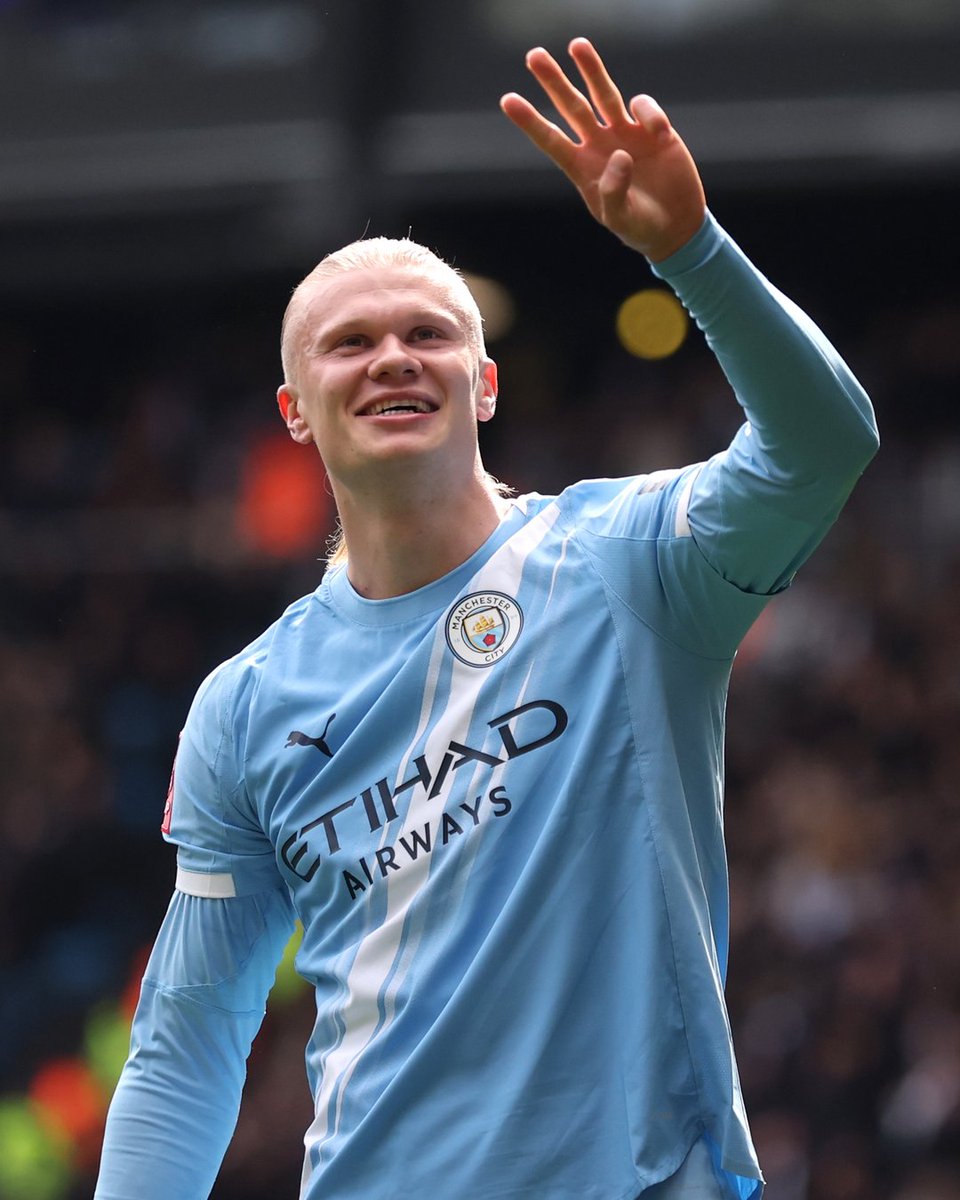 premierleague's tweet photo. Erling Haaland’s hat-trick guides @ManCity to Wembley 👏

Antoine Semenyo also scored in a 4-0 victory over Liverpool to progress to the FA Cup semi-final 🩵 https://t.co/wrB2yxUXPY