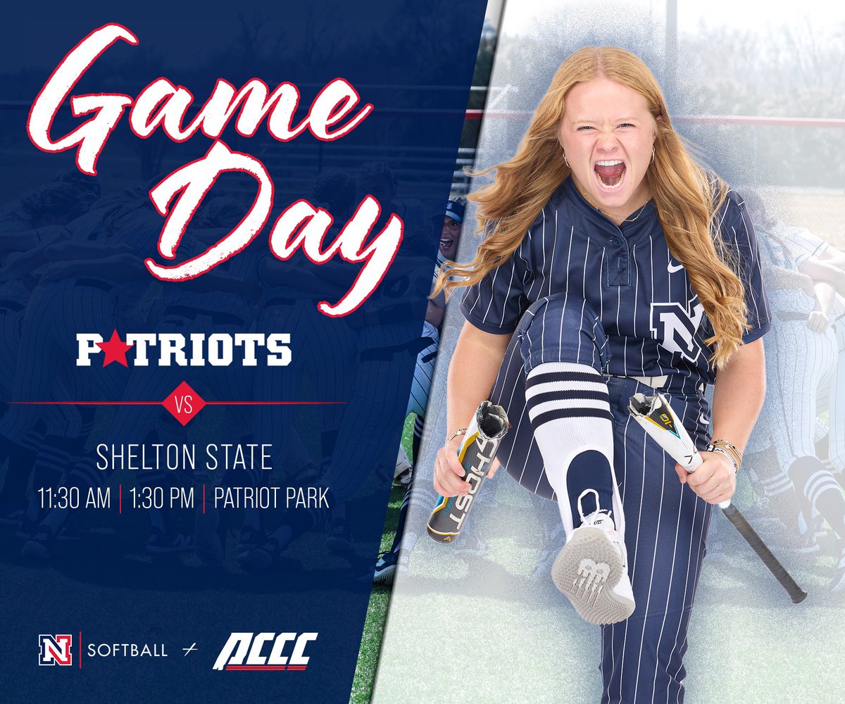 NWSCC_SB's tweet photo. #HomeSweetShoals to close out the series! 

🆚 Shelton State
🕐 11:30 AM / 1:30 PM
🏟️ Patriot Park
📍 Muscle Shoals, AL 
📺 AWRE TV

#RingThe🔔 https://t.co/PFJOq4Zm7G