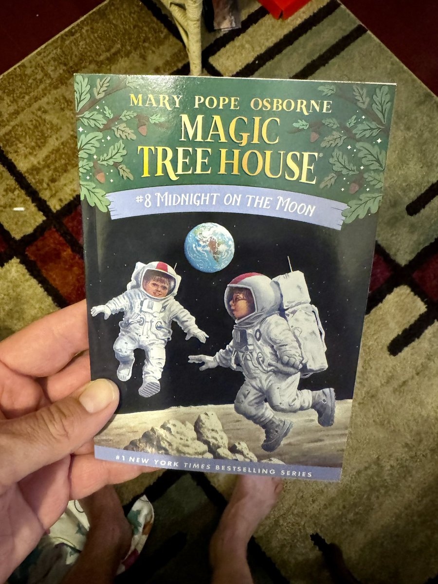 It’s pretty fun getting to go outside with the boys and say “there’s a space ship on its way to the moon right now!” while pointing at the moon. 

And coincidentally, we just got to this book in Magic Treehouse!