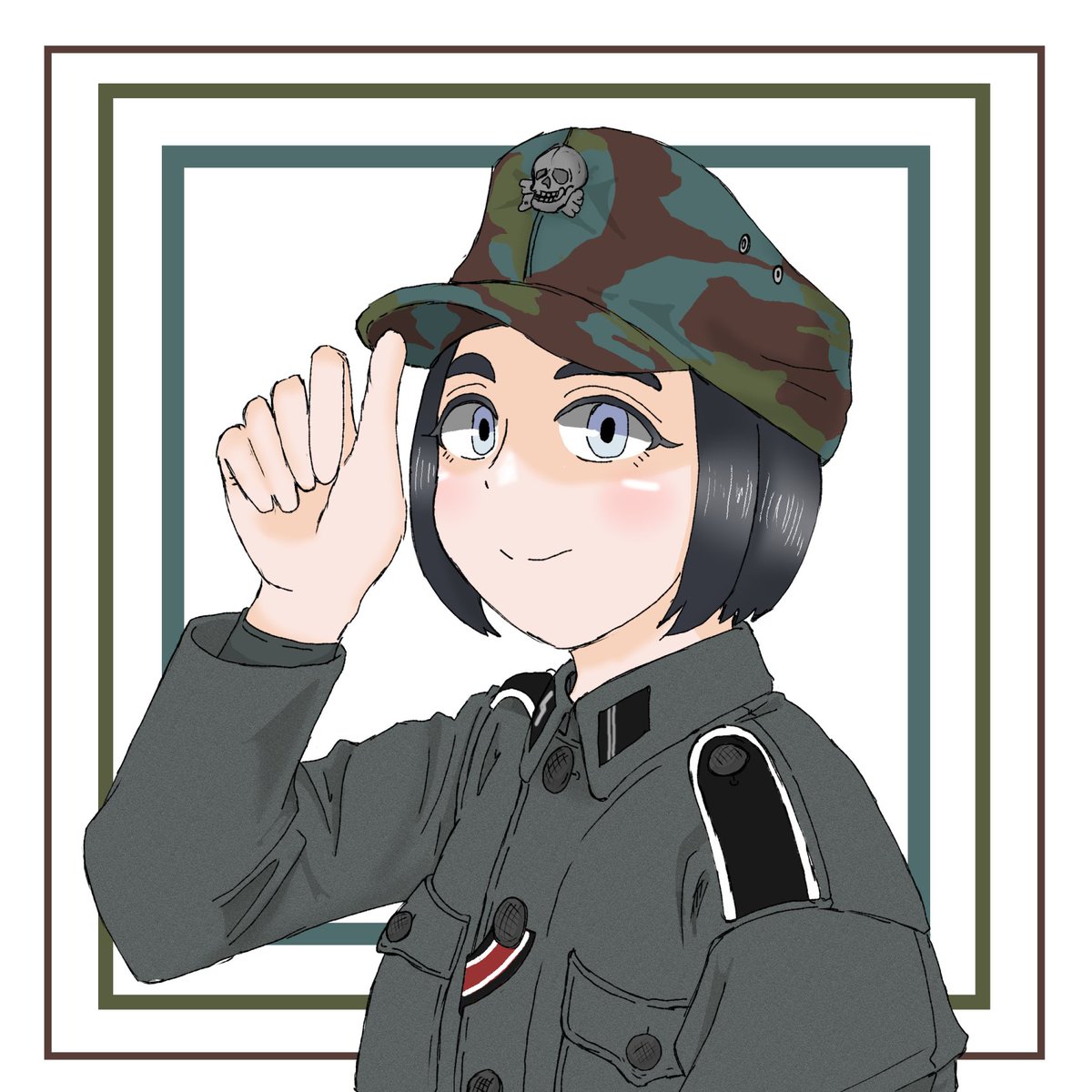 「矢舷さん、わりと変な組み合わせの軍服とかが好きなので、特に独軍を描く時はけっこう」|矢舷陸宏＠Skeb募集のイラスト