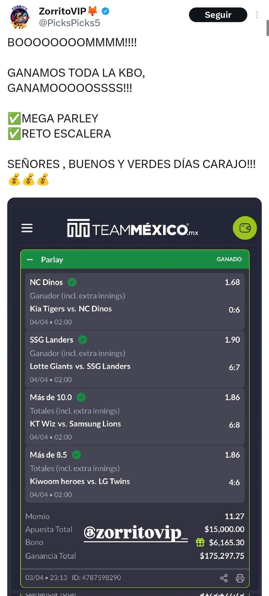 Picks de Cristian Rey 👑 y Gallito vip tweet media