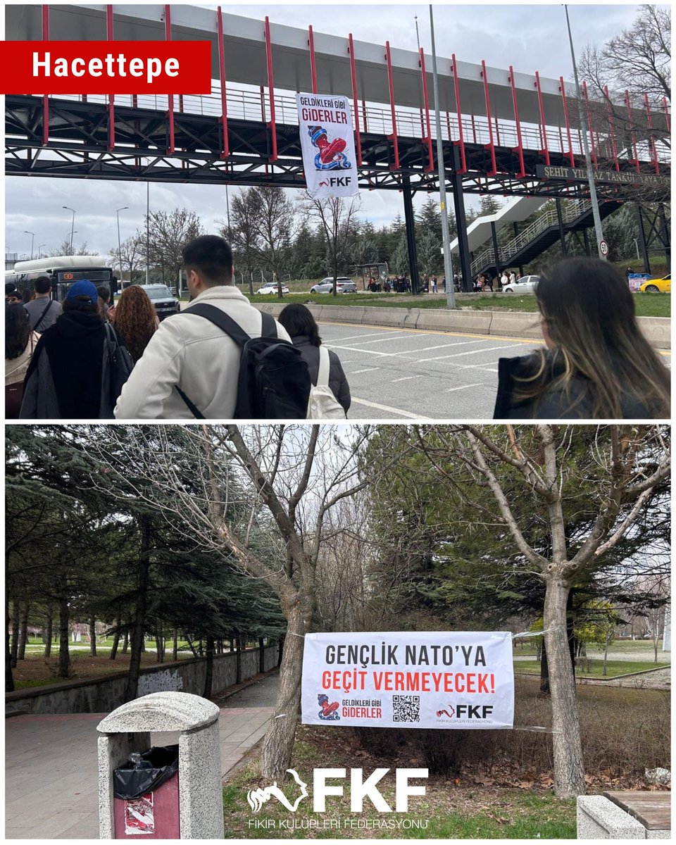 fkfresmi's tweet photo. Denizlerden, Mahirlerden, Harunlardan aldığımız bağımsız Türkiye kavgasını büyüterek NATO’nun kuruluş yıldönümünde FKF olarak kampüslerimizden sesimizi yükseltiyoruz;

Geldikleri Gibi Giderler!
https://t.co/H0MW79wfah https://t.co/gCALdOypna
