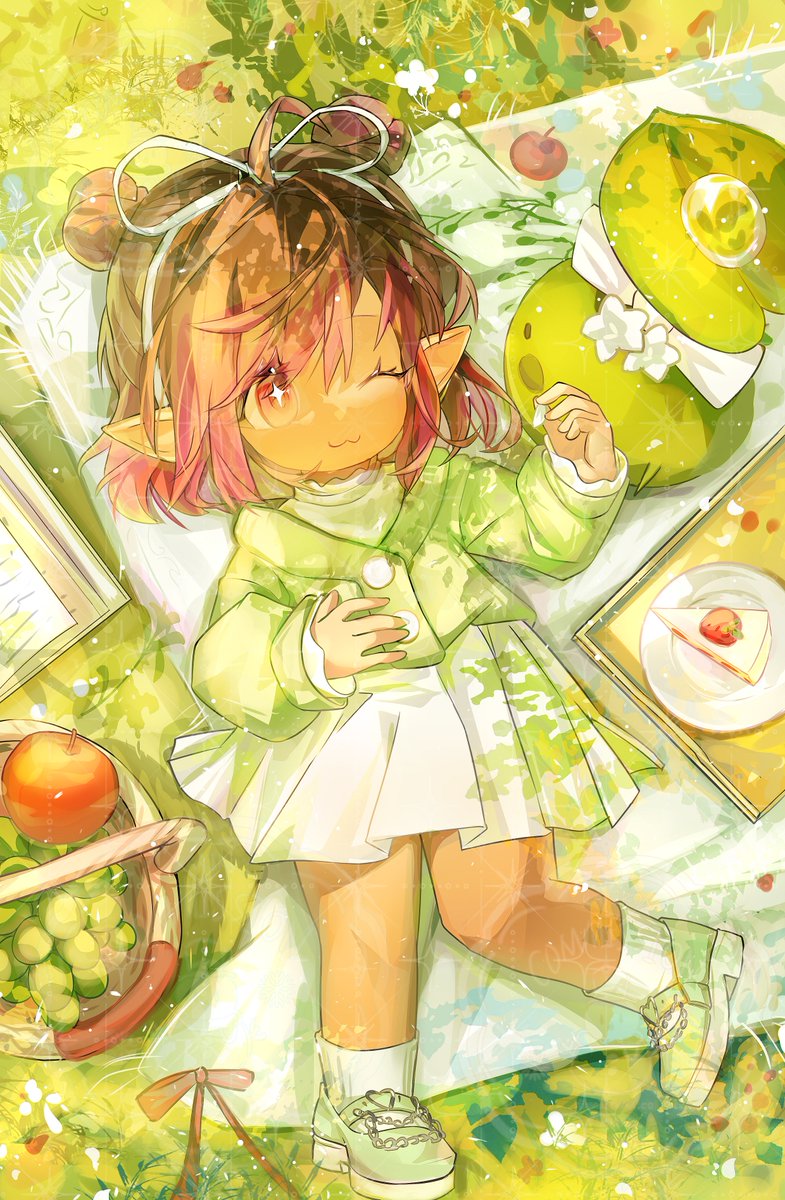 Rikaa32_'s tweet image. ☀️a picnic in the sun💚🤍
#lalafell #ララフェル