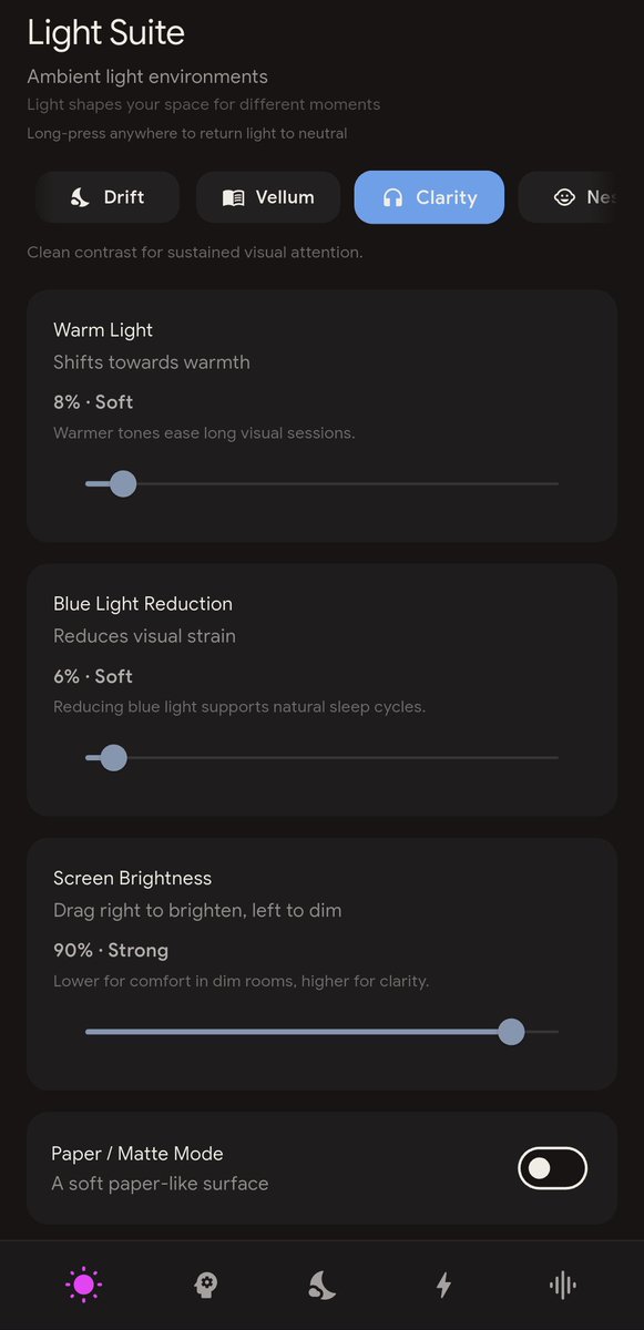 EnterSonoLune's tweet photo. Most apps give you a dark mode.

SonoLune gives you a Light Suite. 🌙

Drift. Vellum. Clarity. Nest.
Each one shapes your space differently.

Not a setting.
An environment for your eyes. https://t.co/PyLBhzW7Im