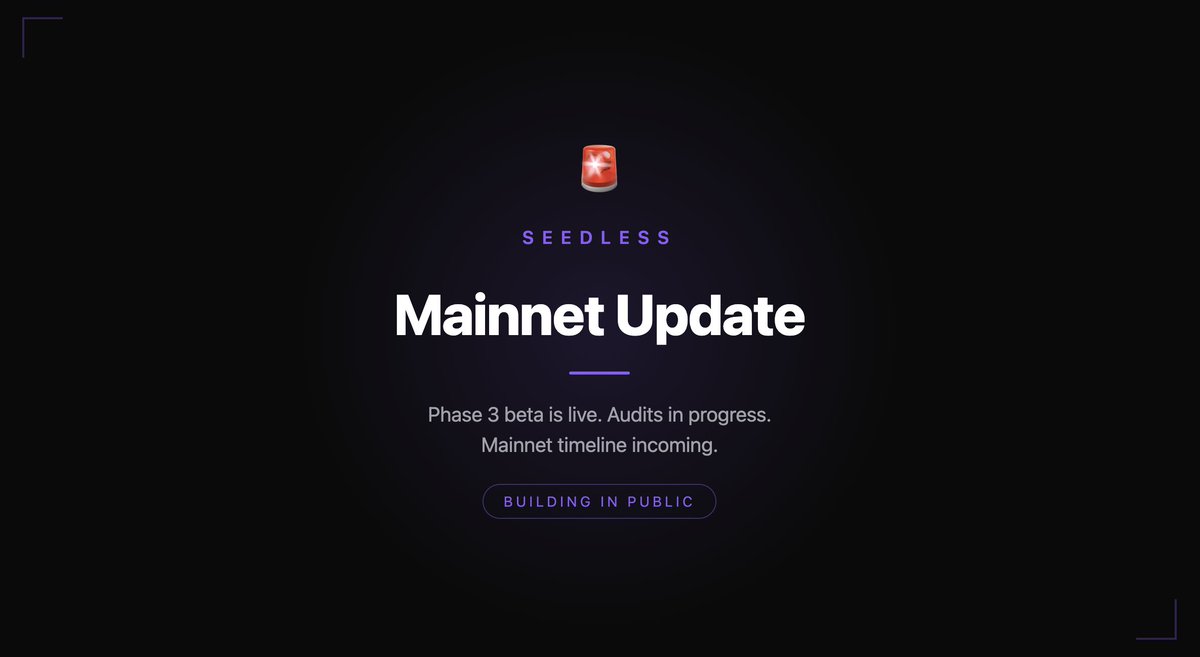 🚨🚨🚨 

Transparency Update on Mainnet Timeline

Phase 3 beta is still live and we've been getting solid feedback from testers

Here's where mainnet stands:

<a href="/lazorkit/">LazorKit</a>'s on-chain program audit is complete. The remaining piece is the SDK audit, which is being coordinated with the