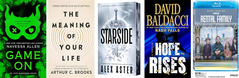 Topsfield_Lib's tweet photo. This week the Topsfield Town Library has 118 new books and three new movies.  New items include Game On, The Meaning of Your Life, Starside, Upward Bound, Hope Rises, This Kingdom Will Not Kill Me, Rental Family, Revenge Prey, Told You So, and Yesteryear. https://t.co/j0KH3B3FyE https://t.co/vtMYM1AyTF