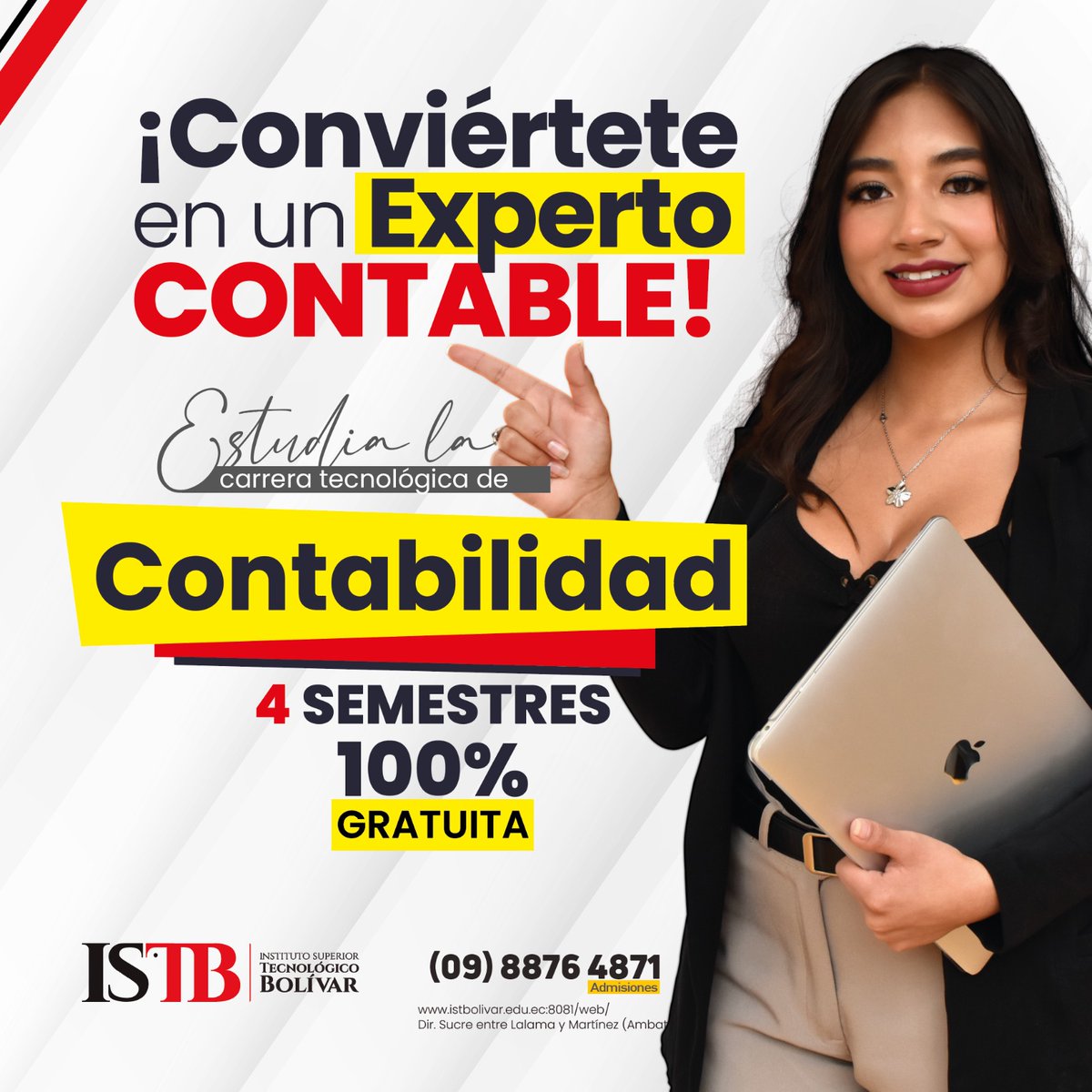 🇪🇨El Gobierno de #ElNuevoEcuador construye un futuro de oportunidades en la Educación Superior #SomosBolívar estudia con nosotros la carrera de:

✅Contabilidad 

Postula del 3 al 7 de abril  en la página del #RegistroNacional registrounicoedusup.gob.ec