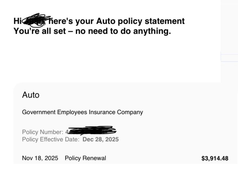 JyM3738's tweet photo. @wakeupnj @WallStreetApes NJ is out of control. This is my insurance for 2 regular cars. Every 6 months. https://t.co/tRDkTaeFO4