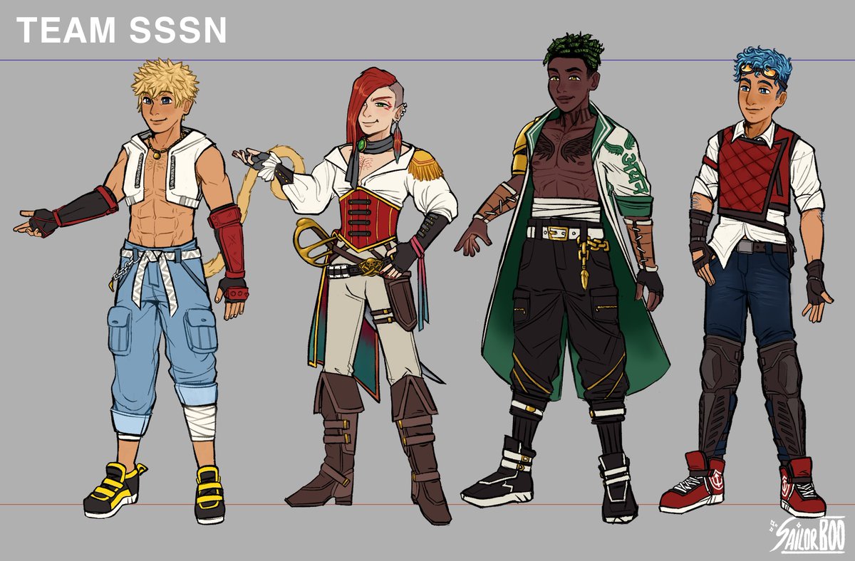 hi! hello! been on another fan design kick lately, so i decided to draw the boys (again fsdf)✨️

#rwby #rwbyfanart #teamsssn