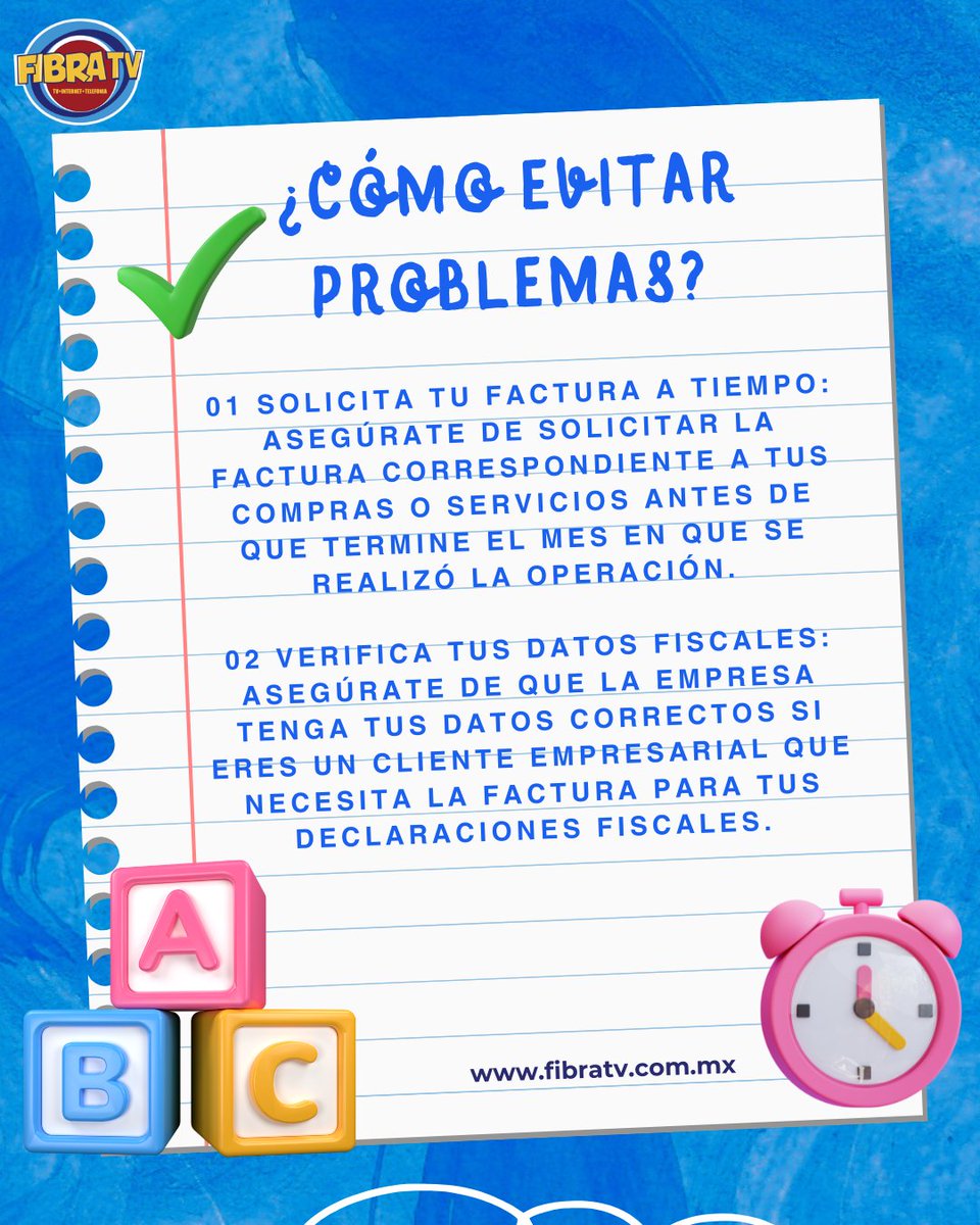 FibratvQro's tweet image. 📢 Reminder: ¡no olvides tu factura!
🗓️ Tienes hasta fin de mes para solicitarla
 ⚠️Después se emite como Público en General
💡 Tip: revísala y pídela a tiempo
#FIBRATV #Factura #Tips