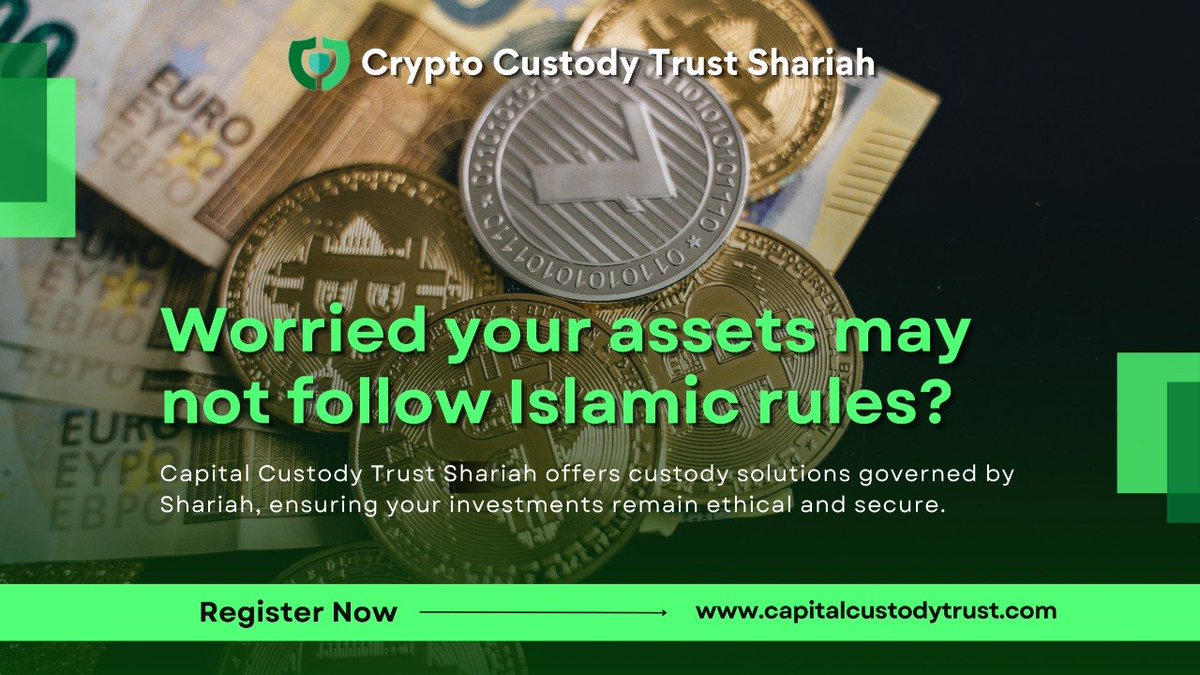 shariahcustody's tweet image. Worried your assets may not follow Shariah rules? 🌙🔐

Capital Custody Trust Shariah provides ethical custody solutions governed by Shariah, ensuring your investments remain secure &amp;amp; compliant. 🛡️

🔗 capitalcustodytrust.com

#shariahfinance #halalcrypto #cryptocustody