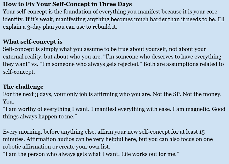 ByAveline_'s tweet photo. 💫💖 HOW TO FIX YOUR SELF-CONCEPT 💖💫

Short guide on how to fix your self-concept in 3 days and make manifestation 1000x easier. I originally planned to write this as a thread, but this topic deserves a more in-depth format and I had too much to write about. https://t.co/X6DDVtOk58