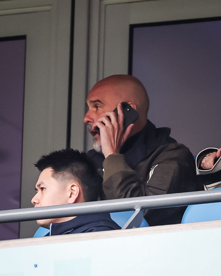 brfootball's tweet photo. Pep was going through it having to watch City's 4-0 win from the stands 😅 https://t.co/yjML2MVz68