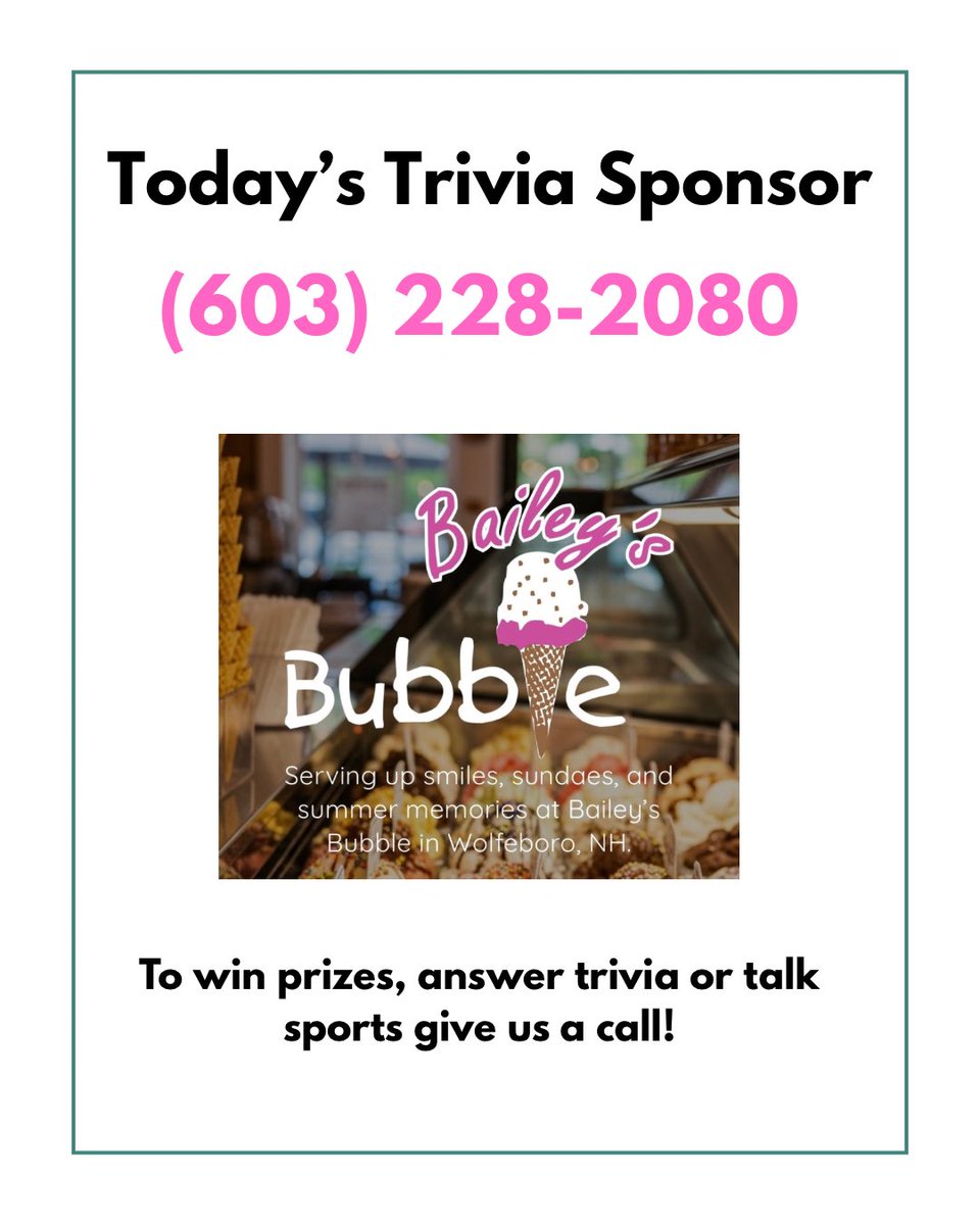mikeandthehoss's tweet image. Happy Mike &amp;amp; The Hoss Saturday! We will be LIVE at 11:00 AM on @thepulseofnh! 

If you answer today’s trivia question correctly, you could win yourself a Bailey’s Bubble gift card! 

#sportstalk #newengland #celtics #baileysbubble #tigerswoods #redsox