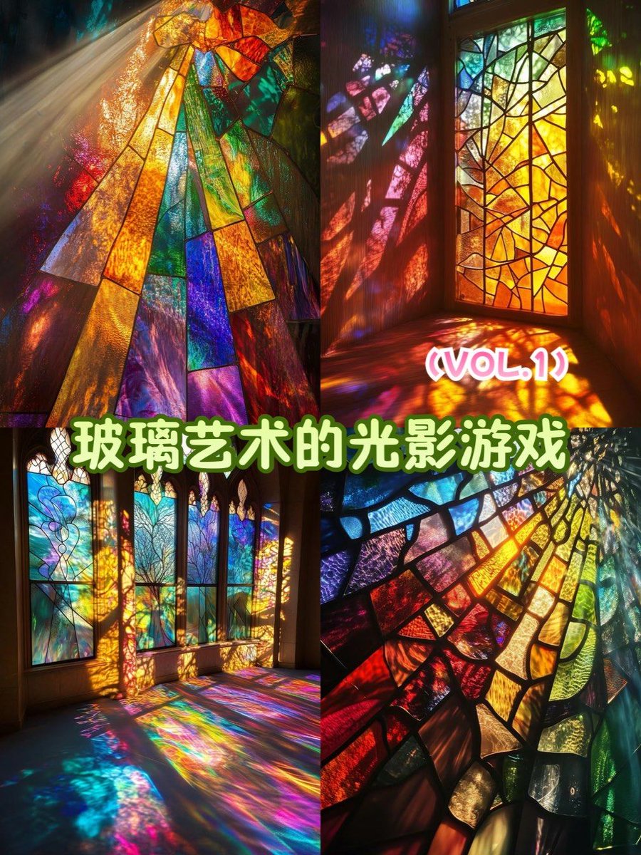 7ussain28's tweet photo. "Wander through a living canvas—light filters through glass, turning every step into a brushstroke of color. Art isn’t just seen here; it wraps around you.  #ImmersiveArt #SensoryMagic" https://t.co/RkF4pXz0dV