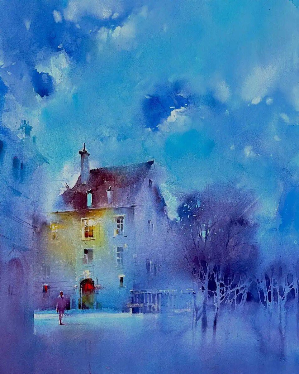 EmilyNagy1's tweet photo. Dive into a 10-minute "color bath"—a silent art video pairing watercolor gradients with gentle piano. Let soft blues and pinks wrap your mind; no thinking, just feeling.  #ArtWellness #MindfulMoments https://t.co/SU100A2dwr