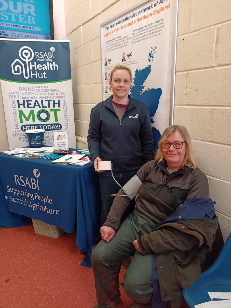 RSABI's tweet image. Our Health Hut team of Gemma and Rebecca are enjoying giving farming folk a health MOT today at the @unitedauctions sale at Huntly Mart. 
Pop along to say hello and have a quick health and wellbeing check if you are at the sale today! 🩺❤️🩺 #KeepTalking #KeepHealthy #KeepFit