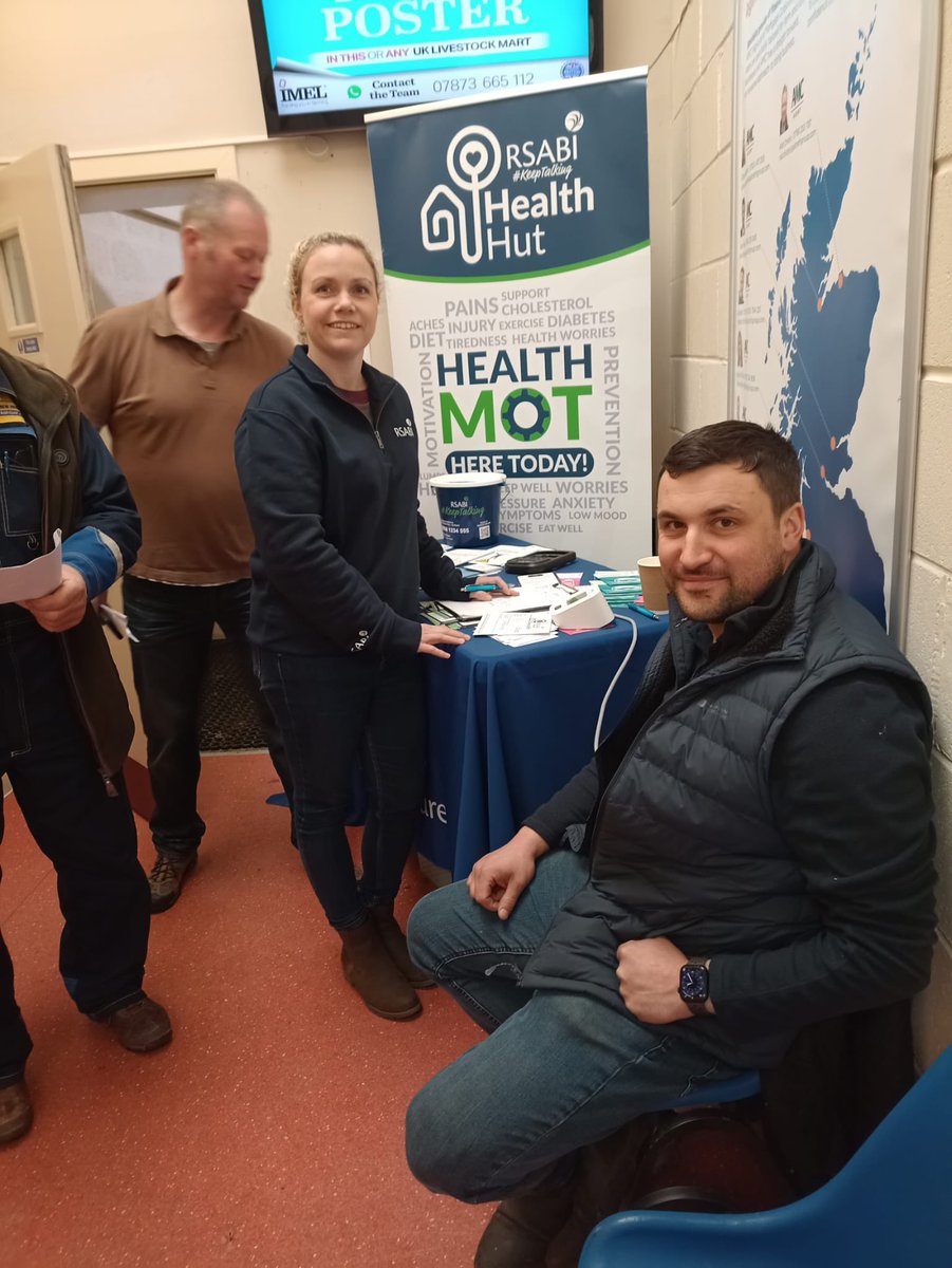 RSABI's tweet image. Our Health Hut team of Gemma and Rebecca are enjoying giving farming folk a health MOT today at the @unitedauctions sale at Huntly Mart. 
Pop along to say hello and have a quick health and wellbeing check if you are at the sale today! 🩺❤️🩺 #KeepTalking #KeepHealthy #KeepFit