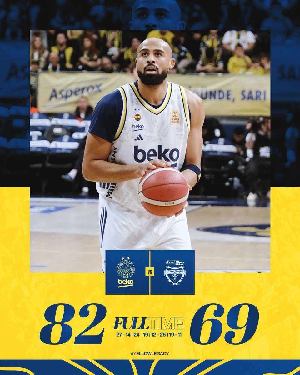 Maç Bizim! 💪

Tebrikler Fenerbahçe Beko! 👏

Maç Sonucu | Fenerbahçe Beko 🆚 Yukatel Merkezefendi: 82-69

Skor dağılımımız: Horton-Tucker 17, Zagars 14, Hall 14, Onuralp 11, Silva 9, Boston Jr 5, Melih 4, Metecan 3, Bacot 3, Melli 2. #YellowLegacy