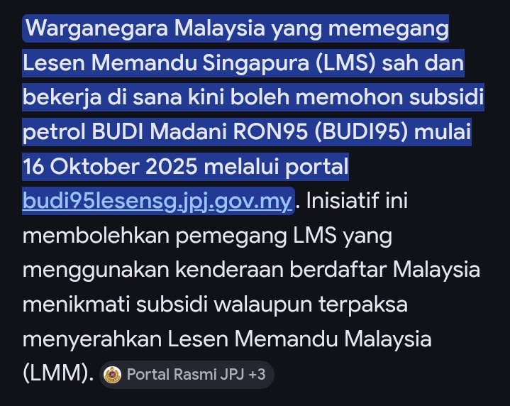 <a href="/Mxllan/">Muhammad</a> berita tu BETUL cuma untuk warganegara malaysia saja..yang ada lesen memandu singapura 
bukan warga singapura
memula aku angin gak tapi aku baca sampai habis..
