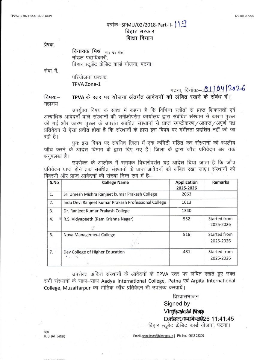 Student Credit Card
____________________
स्टूडेंट क्रेडिट कार्ड के सबसे बड़े माफिया का भांडा फट गया है. जब हमने सीरीज शुरु की थी, तभी कहा था- सबसे बड़ा गैंग हाजीपुर का है. अब जांच रिपोर्ट सामने आ गई है. इंदु देवी-रंजीत मिश्रा समूह का पोल खुल गया. न छात्र मिले- न टीचर- न लैब.