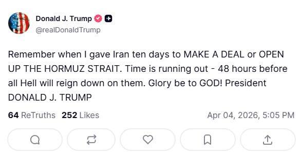 indipendentrpt's tweet photo. #Breaking Trump has once again threatened Iran that only 48 hours are left in the 10-day deadline given to open the Strait of Hormuz, after which Iran will face massive devastation.

#Iran #Trump https://t.co/1VPNz0bLVW