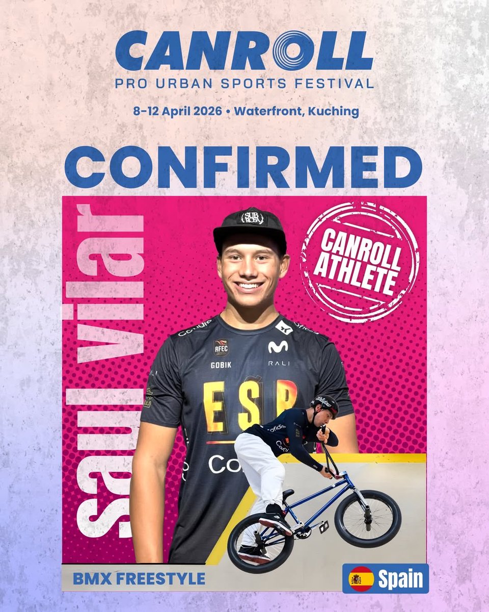 urbanworldserie's tweet photo. Saúl Vilar is in for CANROLL! ð²ðŸð¥
ð Waterfront, Sarawak
ðïž April 8-12
SEE YOU IN KUCHING! ð€ð»ð€ð»
#urbanworldseries #CANROLL #Kuching https://t.co/ffTE0cxwd1