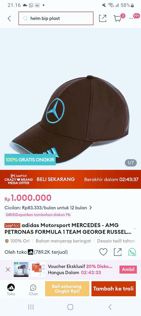 Udah paling bener belanja sekarang, apalagi koleksi Adidas F1 Mercedes Eksklusif di Lazada 😭 jangan sampe kehabisan
lazada.co.id/products/-i877…
