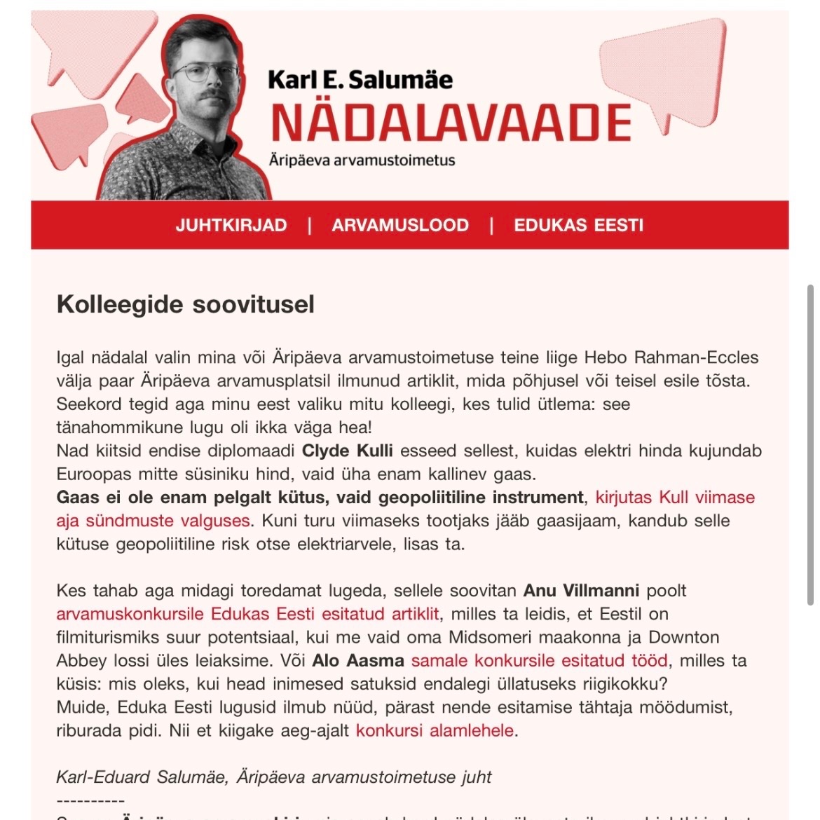 ClydeKull's tweet photo. Gaasi roll elektrihinna kujundamisel ja selle geopoliitiline mõõde on jõudnud ka Äripäeva nädalavaate fookusesse.
Minu arvamus: https://t.co/y0JDWlhp6T https://t.co/JchI0KcQSC