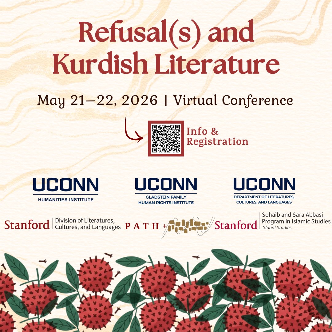 rojdaidilarslan's tweet photo. Happy to share the program and registration info for our conference "Refusal(s) and Kurdish Literature."

We will be gathering online on May 21–22 2026 to think together about refusal, its forms, its politics and its creative force!

Info &amp; Registration: https://t.co/9wrOODatPm https://t.co/ehkc94eK82