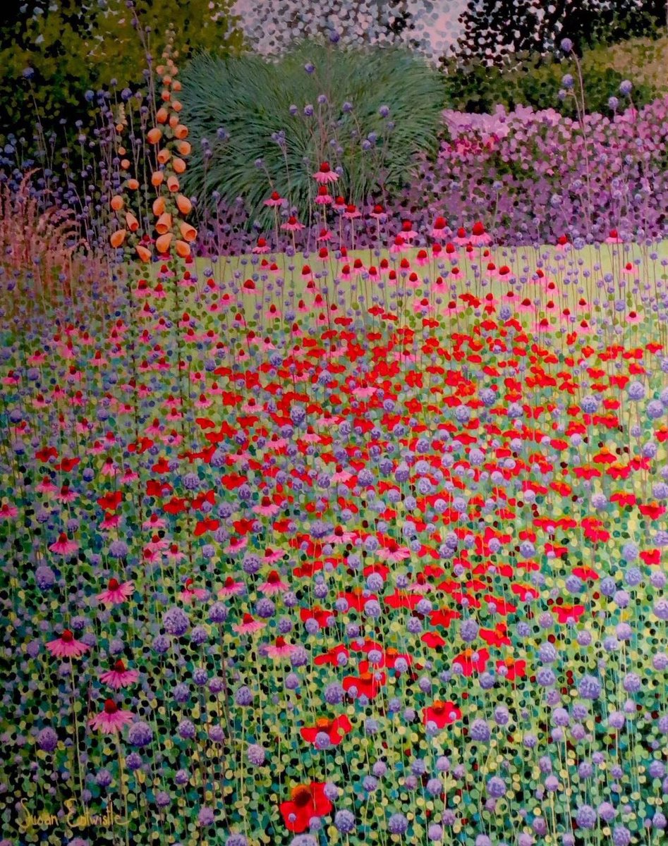 Leaving you today with Susan Entwistle’s wonderful pointillistic Poppies 
I want to chat to Sean now 
I will return tmrw with more to see.   Thanks my XTwitterarty 
Helen 😊🥱🌷Stee🏨🚂⭐️
Max🐶💚🙄