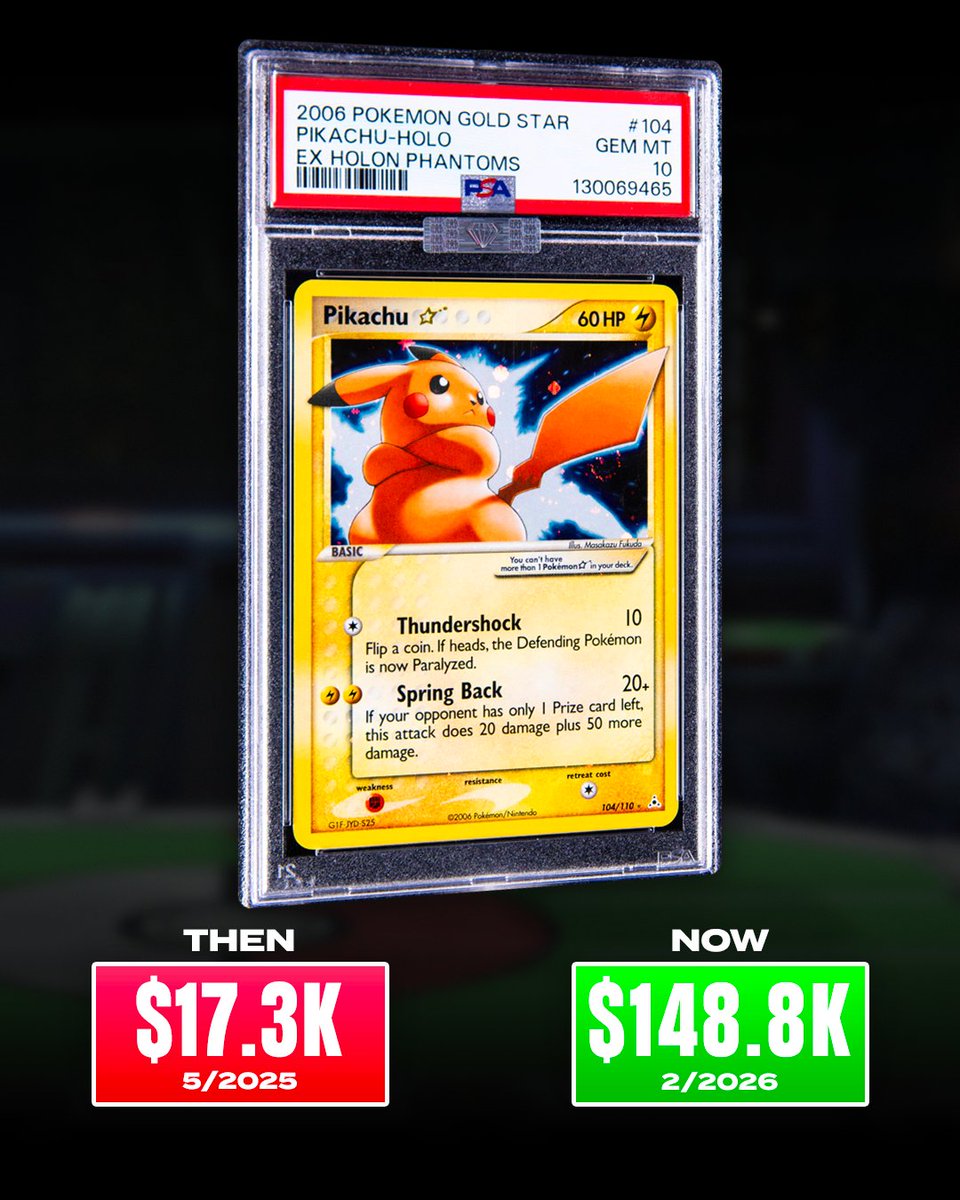 Gold Star Pikachu heat check This 2006 EX Holon Phantoms Gold Star Pikachu PSA 10 recently sold for $148,800 at Goldin. Another PSA 10 copy went for $17,300 back in May Gold Star Pikachu heat check This 2006 EX Holon Phantoms Gold Star Pikachu PSA 10 recently sold for $148,800 at Goldin. Another PSA 10 copy went for $17,300 back in May