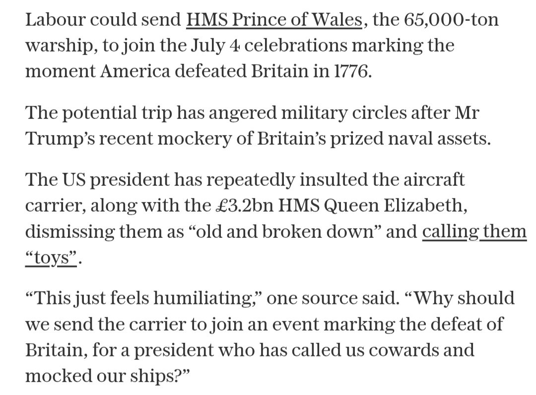 ModernNavy's tweet image. 1776? I think the defeat came in 1783 following General Cornwallis' surrender at Yorktown in 1781. 4 July 1776 was the unanimous adoption of the Declaration of Independence by the Second Continental Congress, convened at the Pennsylvania State House @Telegraph #backtoschool