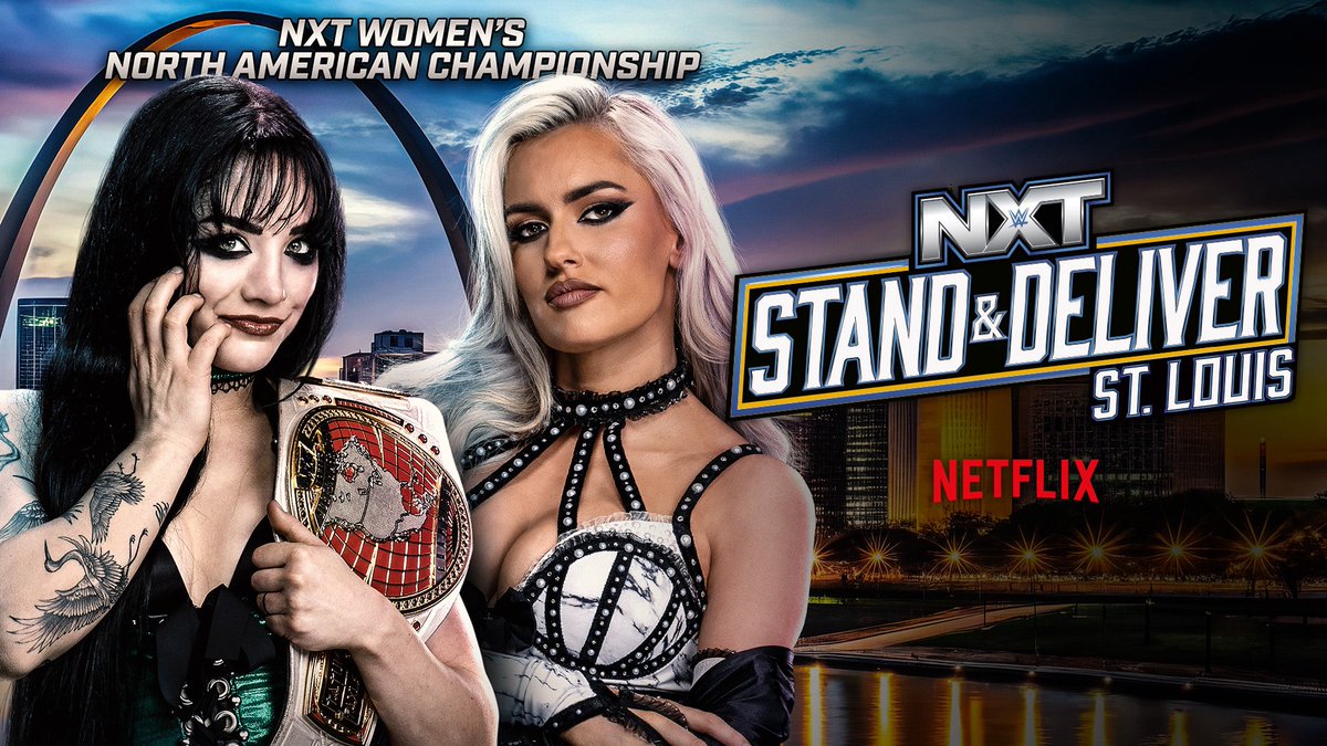WWEIndia's tweet photo. Kal #WWENXT #StandAndDeliver par LIVE at 4:30 AM (IST) on @NetflixIndia:
🏆 Joe Hendry vs. Ricky Saints vs. Ethan Page vs. Tony D’Angelo - Fatal 4-Way #NXTTitle Match
🏆 Jacy Jayne vs. Kendal Grey vs. Lola Vice - NXT Women’s Title Triple Threat Match
🏆 Myles Borne vs. Johnny Gargano - NXT #NATitle Match
🏆 Tatum Paxley vs. Blake Monroe - NXT Women’s North American Title Match
…and MORE! ⬇️