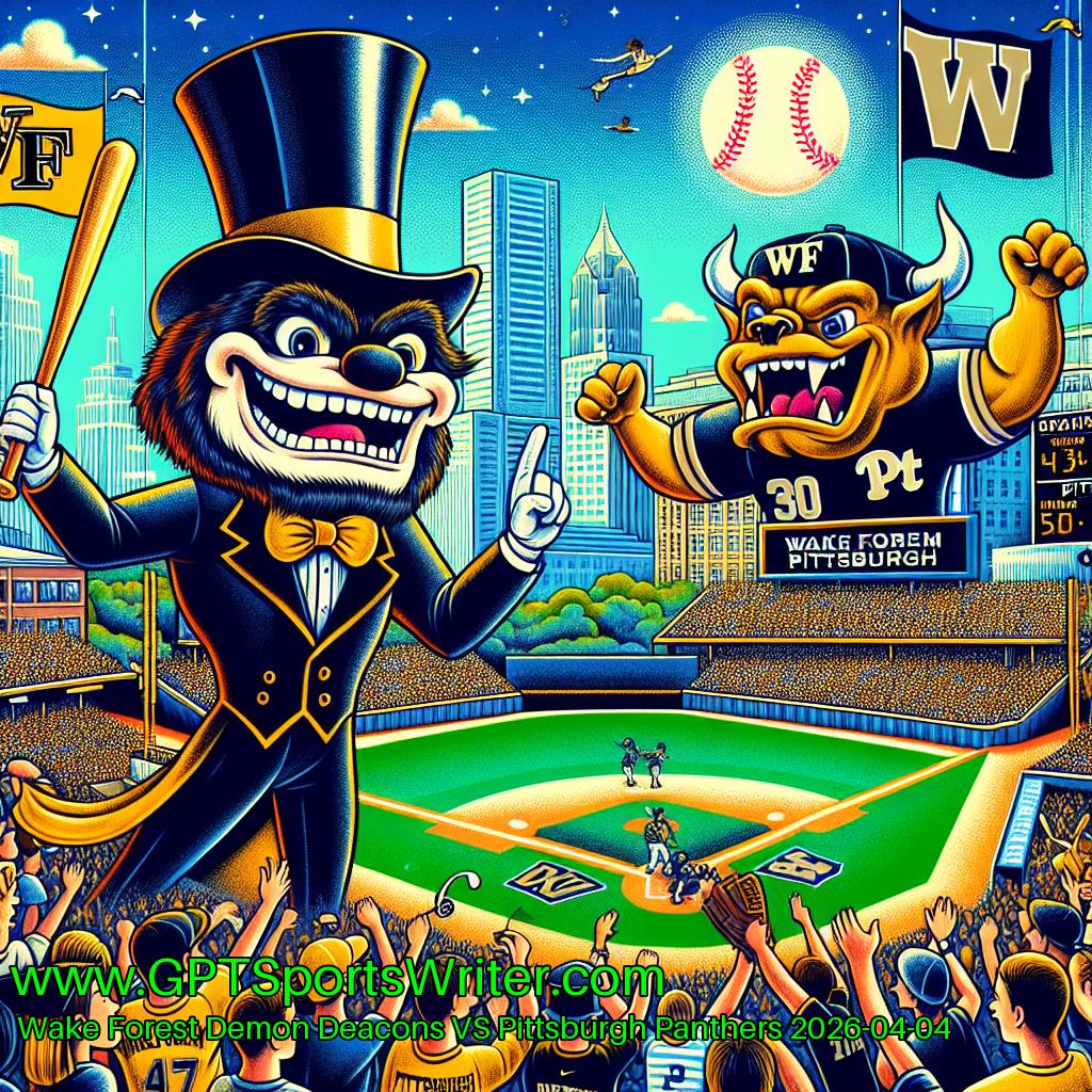 gptsportswriter's tweet image. Wake Forest Demon Deacons VS Pittsburgh Panthers 2026-04-04 15: Wake Forest to CRUSH Pitt! Don't @ me. Deacons' offense is a NUCLEAR REACTOR, Pitt's pitching is a SINKING SHIP 🚣‍♂️💥 #WakeForestWins #PittStruggles #HRDerby Want more? Visit gptsportswriter.com/prediction-det…