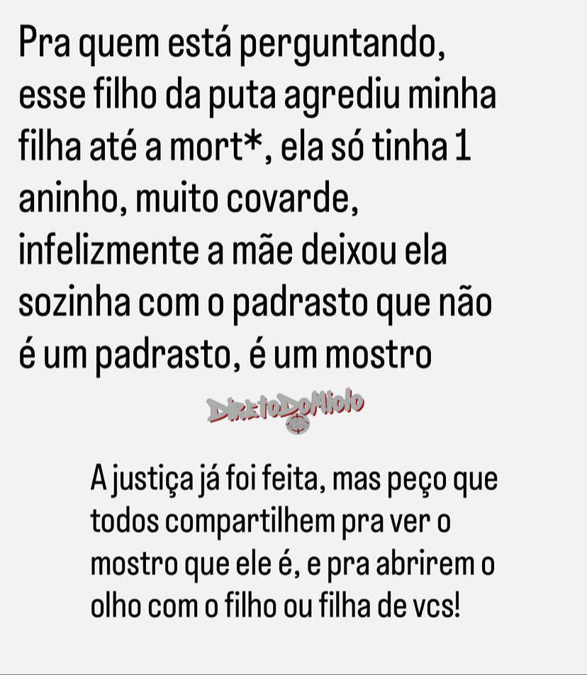 rjfavelanoticia's tweet photo. Uma bebê de 1 ano, identificada como Maya, foi morta com dois socos na barriga dilacerando o fígado e o pâncreas da criança. O agressor do crime é o padrasto da criança chamado Lukas, ele é conhecido por sair na turma “Agunia”, na Estrada do Sapê. https://t.co/VFHcwQ6JjM