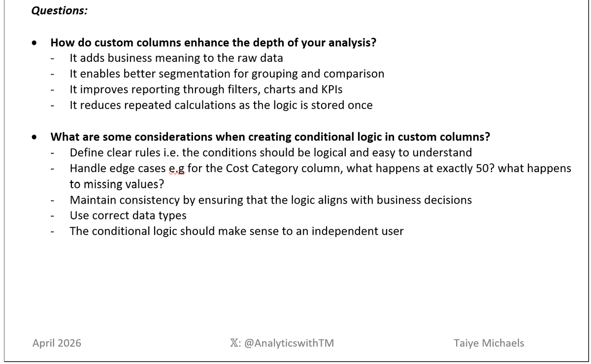 AnalyticswithTM's tweet photo. Creating conditional and custom columns in #PowerQuery https://t.co/k9ZWvHSv1d