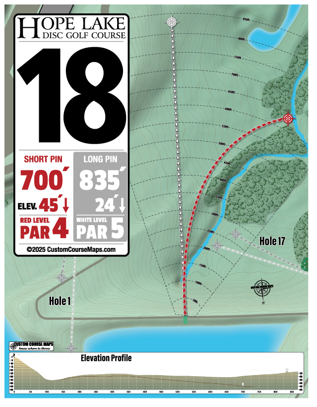 CourseMaps's tweet photo. Signs recently completed for Hope Lake DGC at Greek Peak Mountain Resort include elevation profile, down range distance, topographic contour lines, and hillshade on the background layer (look for spillway ridges) The full sign is a map rather than reduced to a smaller inset. https://t.co/uXPSIItFF3