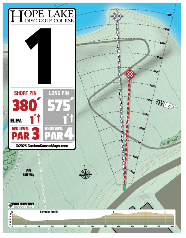 CourseMaps's tweet photo. Signs recently completed for Hope Lake DGC at Greek Peak Mountain Resort include elevation profile, down range distance, topographic contour lines, and hillshade on the background layer (look for spillway ridges) The full sign is a map rather than reduced to a smaller inset. https://t.co/uXPSIItFF3