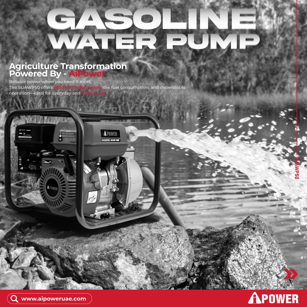 AipowerD's tweet photo. Stop letting a lack of power wash your profits away. 💦

The SUAWP50 is the workhorse every site actually needs. Reliable? Absolutely.

Manual or electric start—which do you prefer? ���️

#AiPower #UAEIndustry https://t.co/seDOzGIhpF