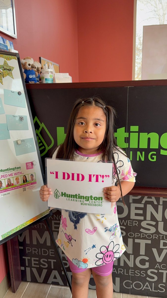 Congratulations to Jartessi completing her Huntington Learning Center program.