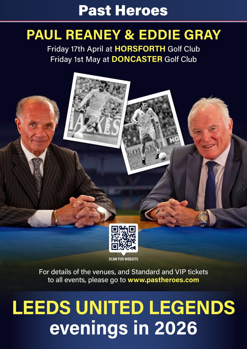 MikeGodfrey7's tweet photo. 🏆🏆🏆 EDDIE GRAY &amp; PAUL REANEY 🏆🏆🏆

An evening with the LEEDS LEGENDS with @pastheroes at either @GolfLS18  or @DonGolfClub 

More information here - https://t.co/qDnVRjowfr https://t.co/ezdeTCLdIS