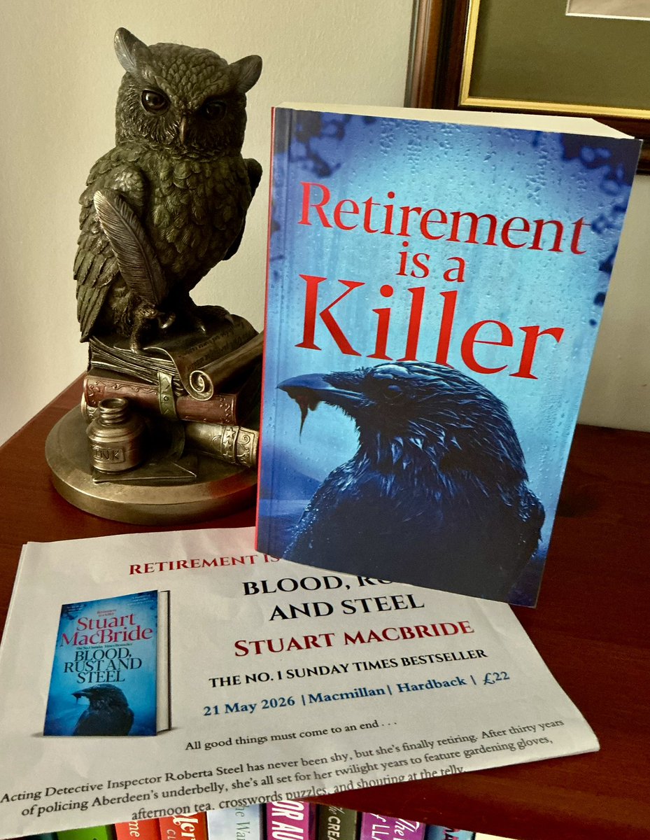 LyndaCheckley's tweet photo. 📮📮BOOK POST📮📮
Many thanks @bookbreakuk @panmacmillan for this copy of #BloodRustAndSteel by @StuartMacBride
Thrilled to have this very chunky book! Love this author.
“ retirement is a killer” https://t.co/zZREWcWwIW