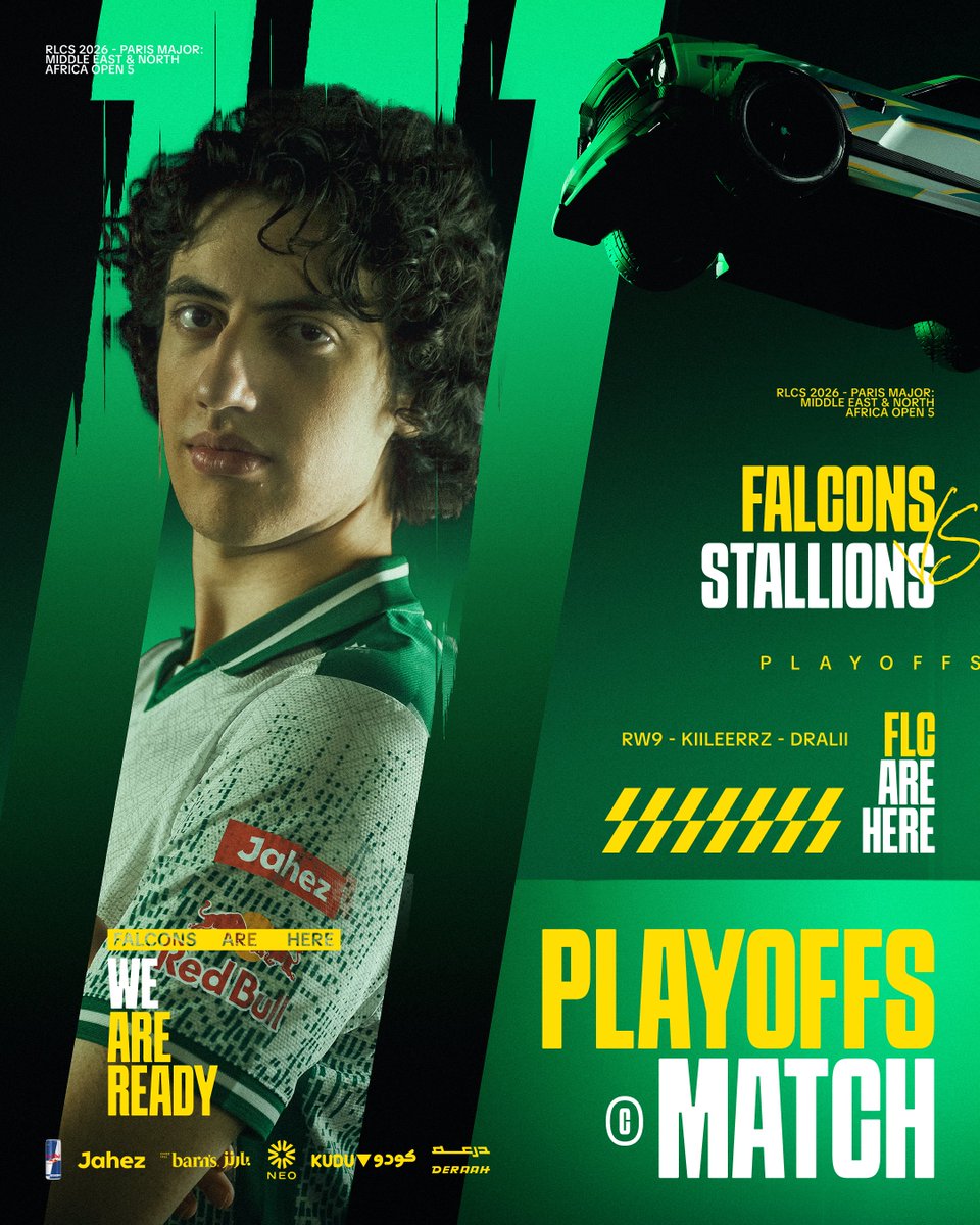FalconsEsport's tweet image. Final day of Open 5 ⚡️ LB Quarters
 
نلعب ربع نهائي الخاسرين في اليوم الأخيـر
من تصفيات RLCS الخامسة! 🦅🏎️

🆚 @TeamStallionsgg  
🕖7:00PM KSA / 6:00PM CEST

#FalconsAreHere - #RLCS